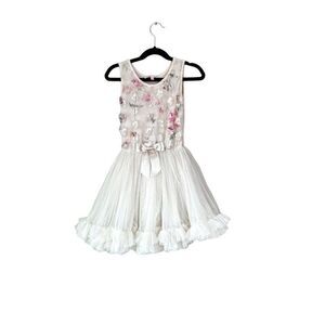 Popatu Girls Sleeveless Floral Tulle Party Dress, Size 5/6